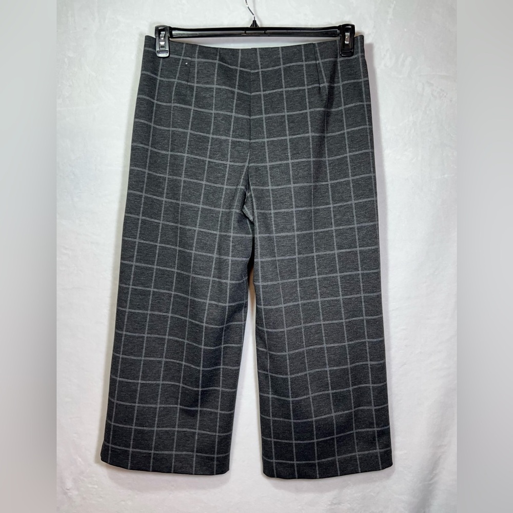 Nicole Miller Gray Plaid Trousers Women’s Size XL Cropped Elastic Waist - Picture 3 of 9